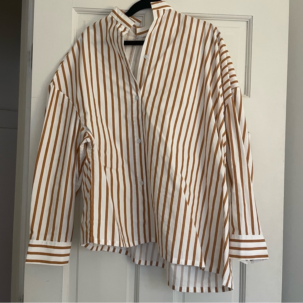 Toteme asymmetrical striped button down